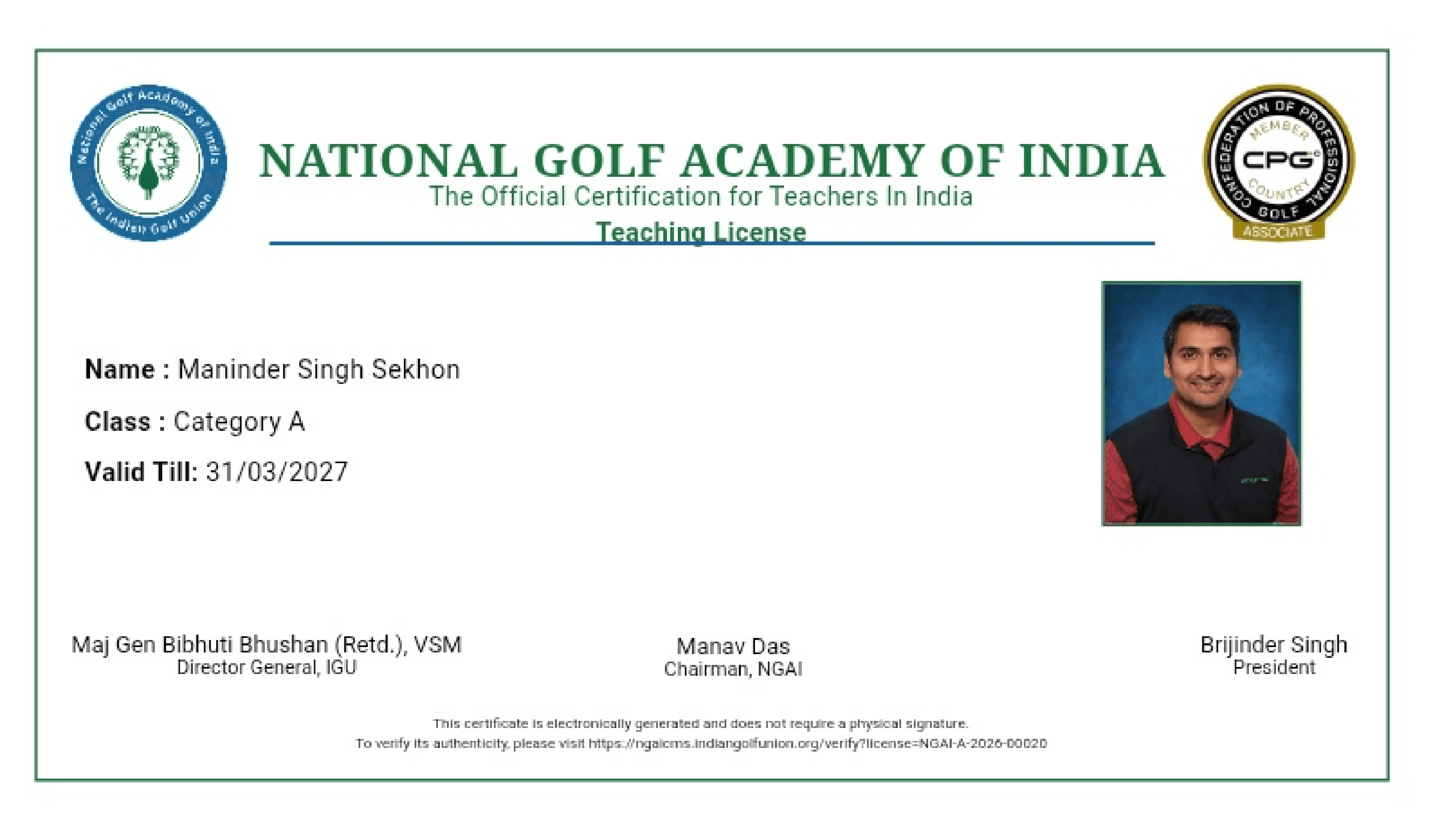 Level A license -NGAI body of CPG Europe